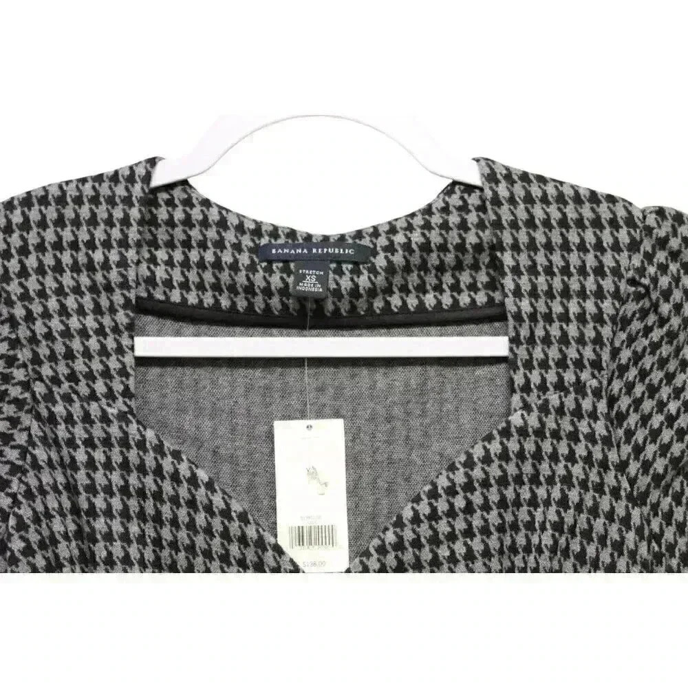 NWT Banana Republic Dress Size XS Houndstooth Fit & Flare Stretch Pleated - Picture 6 of 14